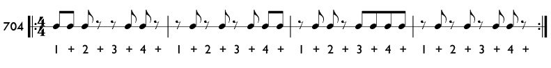 Syncopated subdivision practice patterns