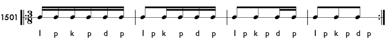 Sixteenth notes in compound meter -rhythm pattern 1501