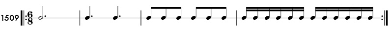 Sixteenth notes in compound meter -rhythm pattern 1509