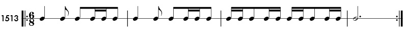 Sixteenth notes in compound meter -rhythm pattern 1513