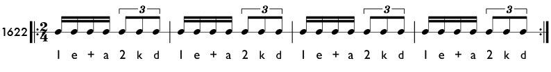 Triplet and duple subdivision - rhythm pattern 1622