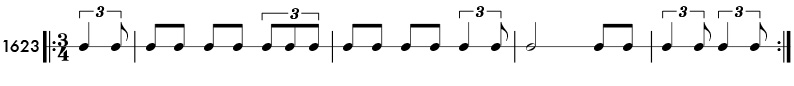 Triplet and duple subdivision - rhythm pattern 1623