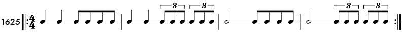 Triplet and duple subdivision - rhythm pattern 1625
