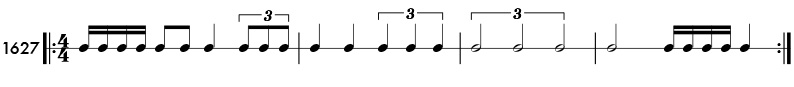 Triplet and duple subdivision - rhythm pattern 1627