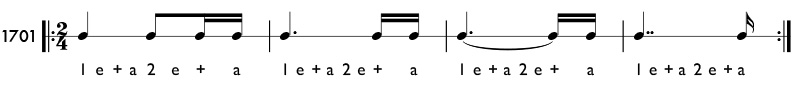 Double dotted note example - Practice pattern 1701