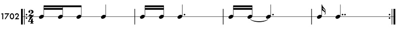 Double dotted note example - Practice pattern 1702