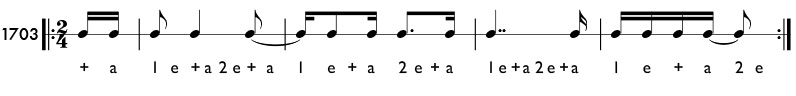 Double dotted note example - Practice pattern 1703