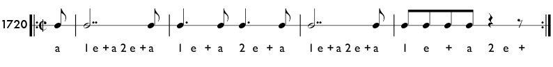 Double dotted note example - Practice pattern 1720