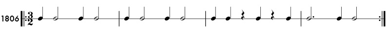 Rhythm example in 3/2 time - pattern 1806
