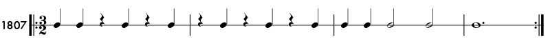 Rhythm example in 3/2 time - pattern 1807