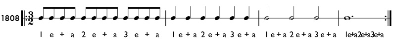 Rhythm example in 3/2 time - pattern 1808