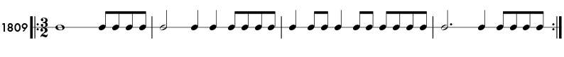 Rhythm example in 3/2 time - pattern 1809
