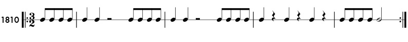 Rhythm example in 3/2 time - pattern 1810