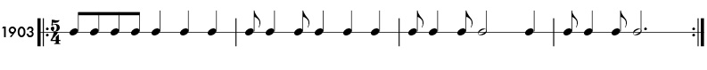 Odd meter example in 5/4 time signature - pattern 1903