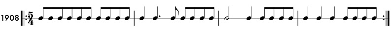 Odd meter example in 5/4 time signature - pattern 1908