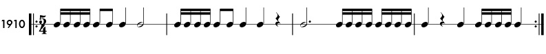 Odd meter example in 5/4 time signature - pattern 1910