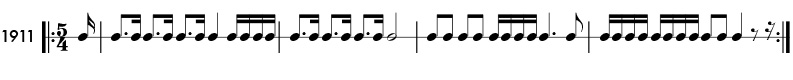 Odd meter example in 5/4 time signature - pattern 1911