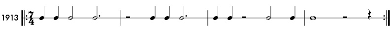Odd meter example in 7/4 time signature - pattern 1913