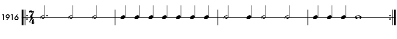 Odd meter example in 7/4 time signature - pattern 1916