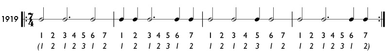 Odd meter example in 7/4 time signature - pattern 1919