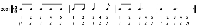 Odd meter 5/8 time signature example - Pattern2001