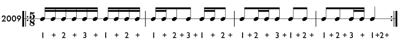 Odd meter 5/8 time signature example - Pattern2009