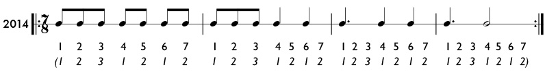Example of odd meter rhythms in 5/8 time signature - Pattern 2014