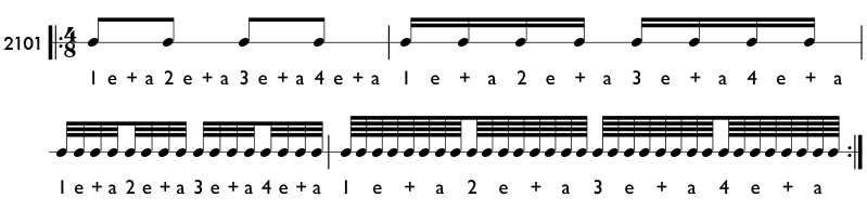 32nd notes and 64th notes rhythm pattern 2101