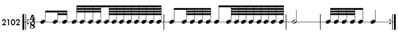32nd notes and 64th notes rhythm pattern 2102
