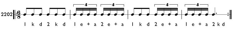 Tuplets in compound meter - pattern 2202