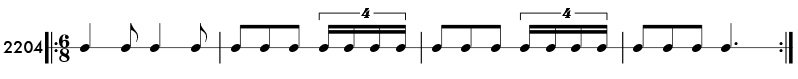 Tuplets in compound meter - pattern 2204