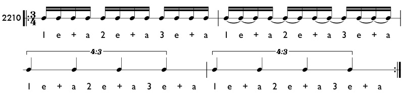 Tuplet rhythm examples in simple meter - Pattern 2210