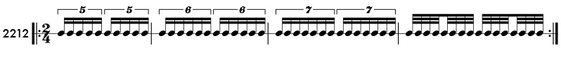 Tuplet rhythm examples in simple meter - Pattern 2212