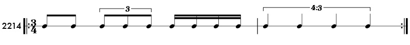 Tuplet rhythm examples in simple meter - Pattern 2214