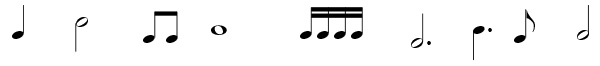 Example of different note values