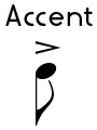 The accent symbol in music