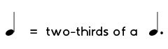 One quarter note equals two thirds of a dotted quarter note