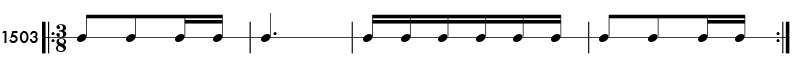 Sixteenth notes in compound meter -rhythm pattern 1503