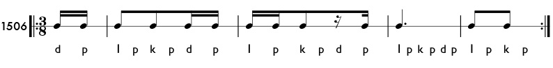 Sixteenth notes in compound meter -rhythm pattern 1506