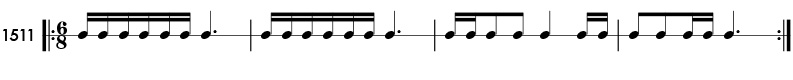 Sixteenth notes in compound meter -rhythm pattern 1511