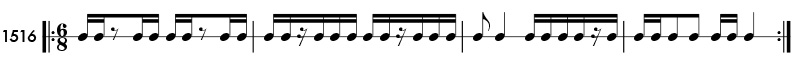 Sixteenth notes in compound meter -rhythm pattern 1516