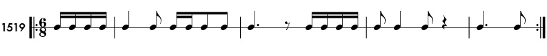 Sixteenth notes in compound meter -rhythm pattern 1519