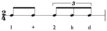 Subdividing duple eighth notes and triplet eighth notes