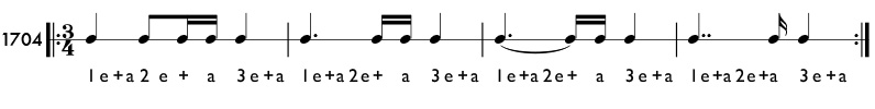 Double dotted note example - Practice pattern 1704