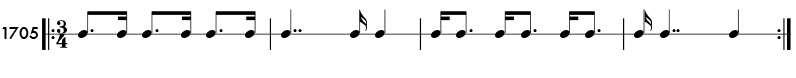 Double dotted note example - Practice pattern 1705