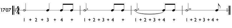 Double dotted note example - Practice pattern 1707
