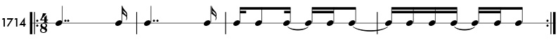 Double dotted note example - Practice pattern 1714