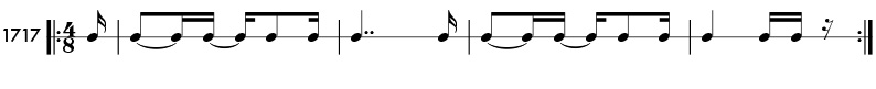Double dotted note example - Practice pattern 1717