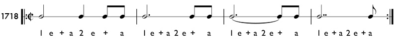 Double dotted note example - Practice pattern 1718