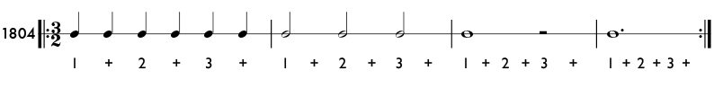 Rhythm example in 3/2 time - pattern 1804